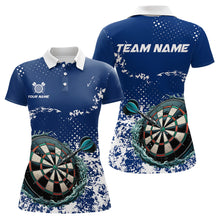 Load image into Gallery viewer, Personalized White Blue Grunge Darts Shirt For Women Custom Dart Outfit Team Jersey NQS9510