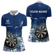 Load image into Gallery viewer, Personalized White Blue Grunge Darts Shirt For Women Custom Dart Outfit Team Jersey NQS9510