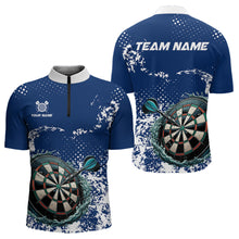 Load image into Gallery viewer, Personalized White &amp; Blue Grunge Darts Shirt For Men Custom Dart Outfit Team Jersey NQS9510
