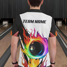 Load image into Gallery viewer, Colorful Flame Bowling Polo, Quarter Zip Shirts for Men Custom Fire Team Bowling jerseys NQS9675
