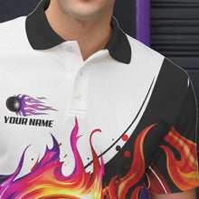 Load image into Gallery viewer, Colorful Flame Bowling Polo, Quarter Zip Shirts for Men Custom Fire Team Bowling jerseys NQS9675