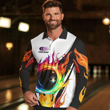 Load image into Gallery viewer, Colorful Flame Bowling Polo, Quarter Zip Shirts for Men Custom Fire Team Bowling jerseys NQS9675