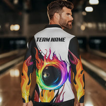Load image into Gallery viewer, Colorful Flame Bowling Polo, Quarter Zip Shirts for Men Custom Fire Team Bowling jerseys NQS9675
