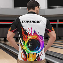 Load image into Gallery viewer, Colorful Flame Bowling Polo, Quarter Zip Shirts for Men Custom Fire Team Bowling jerseys NQS9675