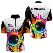 Load image into Gallery viewer, Colorful Flame Bowling Polo, Quarter Zip Shirts for Men Custom Fire Team Bowling jerseys NQS9675