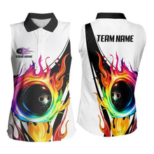 Load image into Gallery viewer, Colorful Flame Bowling Sleeveless Polo Shirt for Women Custom Fire Team Bowling jerseys NQS9675