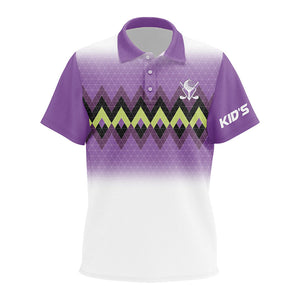 Purple graphic stripe argyle pattern custom Kid golf polos shirt, personalized Kid golf tops NQS7611