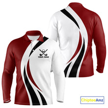 Load image into Gallery viewer, Red and White Men golf polo shirt Custom golf attire for men, gifts for golf lovers NQS10106