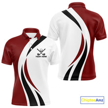 Load image into Gallery viewer, Red and White Men golf polo shirt Custom golf attire for men, gifts for golf lovers NQS10106
