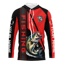 Load image into Gallery viewer, Black and red Largemouth Bass Fishing Custom UV protection Long sleeve fishing shirts For Men, Women NQS8236