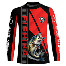 Load image into Gallery viewer, Black and red Largemouth Bass Fishing Custom UV protection Long sleeve fishing shirts For Men, Women NQS8236