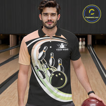 Load image into Gallery viewer, Pink and Green Gradient Bowling Shirts For Men Custom Bowling Team League Jersey, Gift For Bowler NQS10433