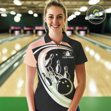 Load image into Gallery viewer, Pink and Green Gradient Bowling Shirts For Women Custom Bowling Team League Jersey, Gift For Bowler NQS10433