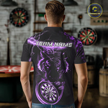 Load image into Gallery viewer, Personalized Purple Lightning Thunder Storm Tiger Darts Shirts For Men Custom Dart Team Jerseys NQS10440