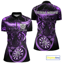 Load image into Gallery viewer, Personalized Purple Lightning Thunder Storm Tiger Darts Shirts For Women Custom Dart Team Jerseys NQS10440