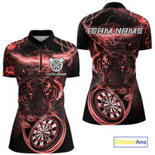 Load image into Gallery viewer, Personalized Red Lightning Thunder Storm Tiger Darts Shirts For Women Custom Dart Team Jerseys NQS10442
