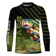 Load image into Gallery viewer, Largemouth bass fishing green custom sun protection long sleeve fishing shirts, bass fishing jerseys NQS4312