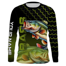 Load image into Gallery viewer, Largemouth bass fishing green custom sun protection long sleeve fishing shirts, bass fishing jerseys NQS4312