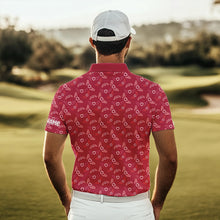 Load image into Gallery viewer, Pink Heart Wings pattern Mens golf polo shirts custom Valentines golf shirts for mens, gift for him NQS9369