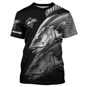 Walleye Fishing scales Custom 3D sun protection Performance long sleeve fishing shirts NQS4908