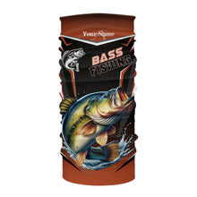 Load image into Gallery viewer, Black and Orange Largemouth Bass Long Sleeve Fishing Shirt, Personalized Bass Fishing Tounament Jersey NQS9681