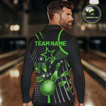Load image into Gallery viewer, Black and Green Mens Bowling Polo, Quarter Zip Shirts Custom Bowling outfit men Team Jerseys NQS9957