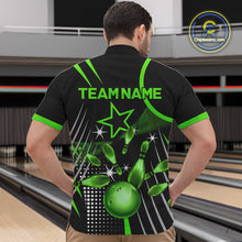 Load image into Gallery viewer, Black and Green Mens Bowling Polo, Quarter Zip Shirts Custom Bowling outfit men Team Jerseys NQS9957