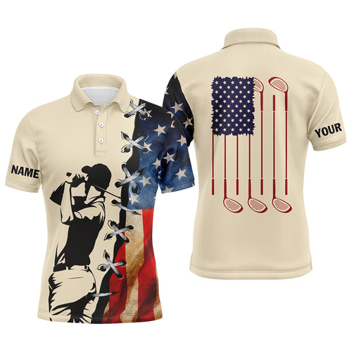 Vintage American flag Mens golf polo shirts custom name golf clubs patriotic team mens golf shirt NQS5720