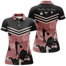 Load image into Gallery viewer, Plan for the day coffee golf wine Womens golf polo shirts custom pink camo team golf shirts ladies NQS6136