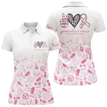 Load image into Gallery viewer, Women golf polo shirts custom pink heart peace love cure breast cancer awareness golf shirts for women NQS6137