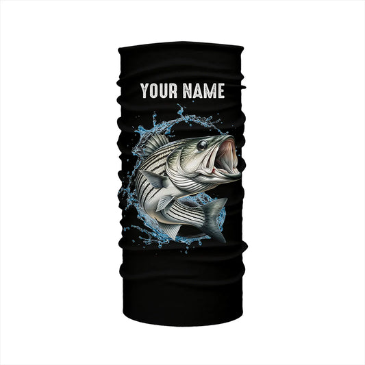 Striped Bass fishing scales Customize name black long sleeves fishing shirts NQS833