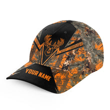 Load image into Gallery viewer, Deer hunting orange camo hunter hat custom name baseball hunting gifts for men, women NQS3915