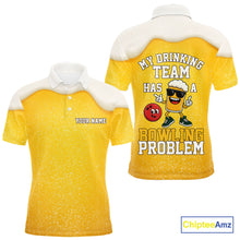 Load image into Gallery viewer, Custom Funny Beer Bowling Polo, Quarter Zip Shirts For Men My drinking team has a bowling problem NQS10638