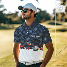 Load image into Gallery viewer, Blue snowflake pattern Christmas Golf Polo Shirts For Men custom mens golf attire, unique golf gifts NQS10865