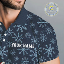 Load image into Gallery viewer, Blue snowflake pattern Christmas Golf Polo Shirts For Men custom mens golf attire, unique golf gifts NQS10865