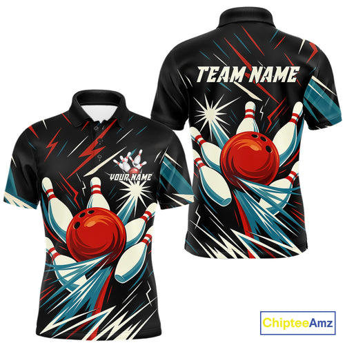 Lightning Thunder Retro Bowling Shirts For Men Custom Bowling Team League Jersey, Gift For Bowlers NQS10867