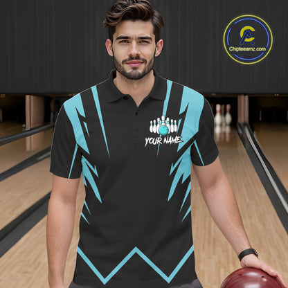 Black and Blue Reaper Skull lightning Bowling Shirts for Men Custom Skull Team Bowling league jersey NQS10869