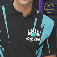 Load image into Gallery viewer, Black and Blue Reaper Skull lightning Bowling Shirts for Men Custom Skull Team Bowling league jersey NQS10869