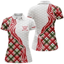 Load image into Gallery viewer, Custom Christmas plaid pattern Golf Polo Shirts For Women, Personalized Golf Team Jerseys NQS8924