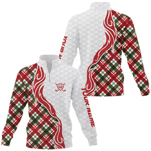 Custom Christmas plaid pattern Quarter zip golf sweatshirt, Personalized Golf Team sweater NQS8924