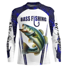 Load image into Gallery viewer, Largemouth Bass fishing blue camo Custom Funny Fishing Shirts, Gift For Fisherman NQS5455