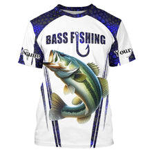 Load image into Gallery viewer, Largemouth Bass fishing blue camo Custom Funny Fishing Shirts, Gift For Fisherman NQS5455