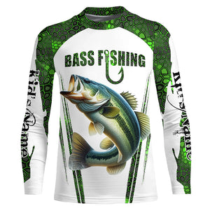 Bass fishing green camo Custom Funny Fishing Shirts, Gift For Fisherman NQS5456