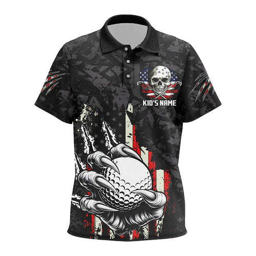 Funny Claw Tearing US Flag Golf Ball Custom Kid golf polo shirts, Patriotic Golf Team Jerseys NQS8253