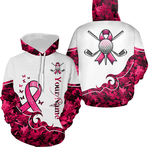 White and Pink camo ribbons golf Hoodies custom breast cancer golf Hoodie for men, women NQS8460