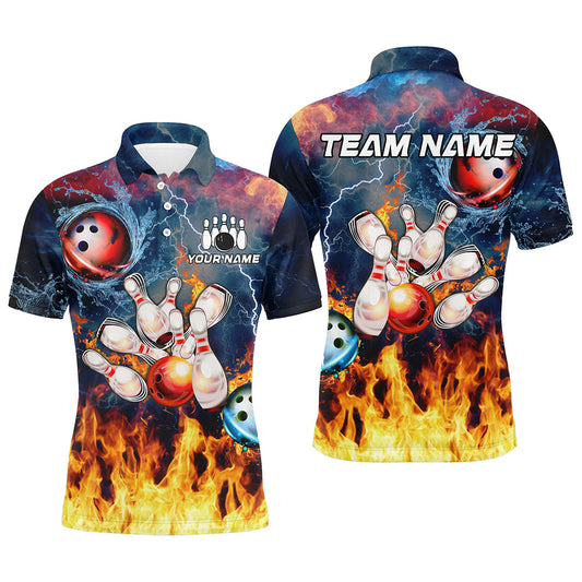 Water fire lightning thunder Bowling Polo, Quarter zip Shirt For Men custom bowling team jerseys NQS8464