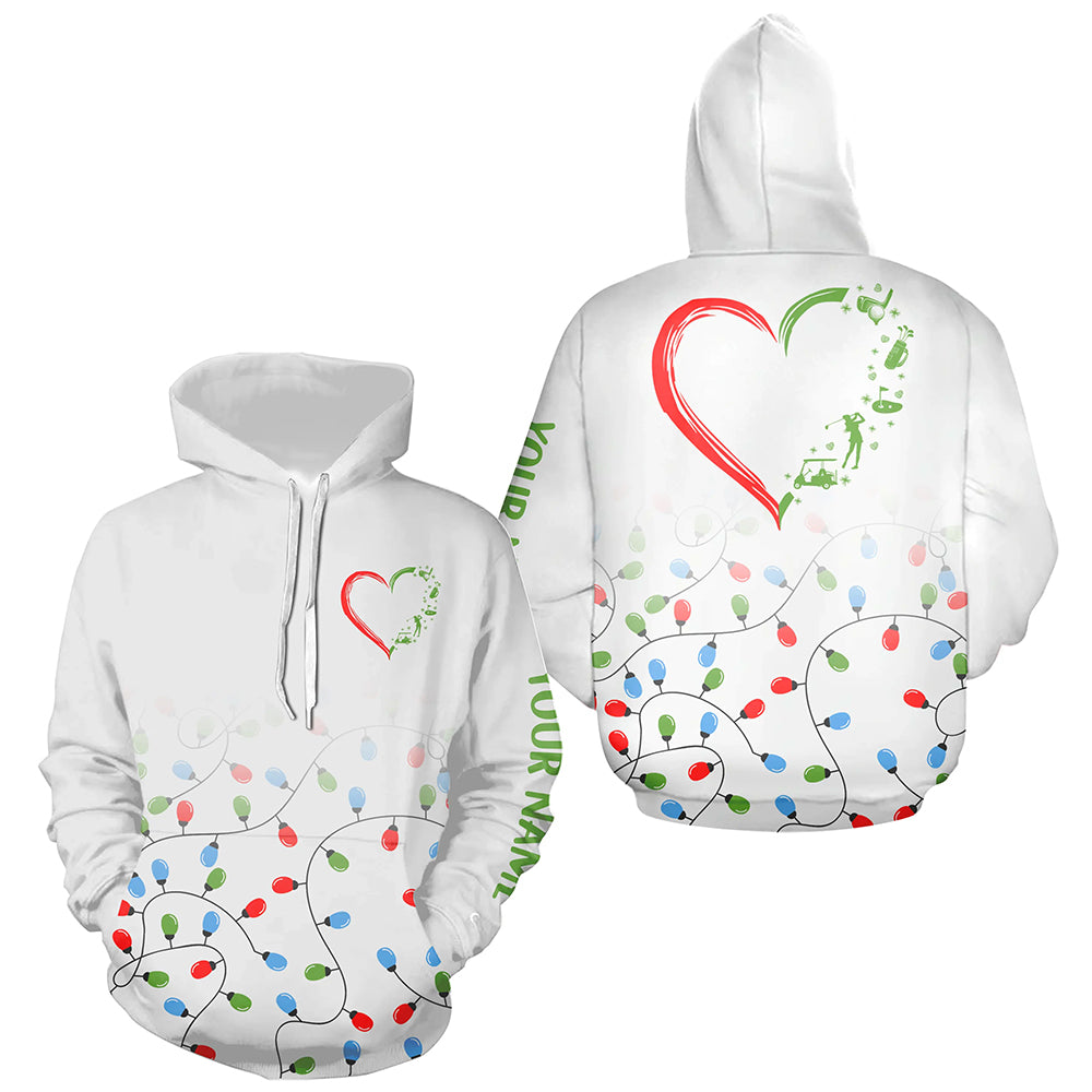 Golf Hoodies custom Christmas light pattern heart personalized golf hoodie for golfers NQS8935