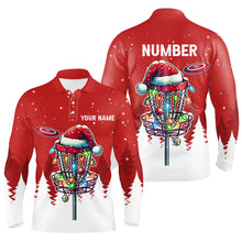 Load image into Gallery viewer, Christmas Mens disc golf polo shirt custom Christmas disc golf basket frisbee golf jerseys NQS8940