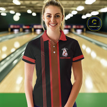 Load image into Gallery viewer, Black and Red ufo alien Retro Bowling Polo, Quarter Zip Shirts for Women Custom Bowling Team Jersey NQS11463