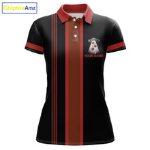 Load image into Gallery viewer, Black and Red ufo alien Retro Bowling Polo, Quarter Zip Shirts for Women Custom Bowling Team Jersey NQS11463